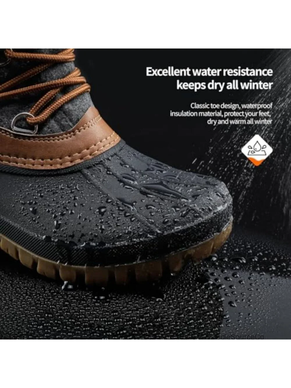 Women's Waterproof Duck Boots Warm Fleece Lined Winter Snow Boots with Knit Cuff